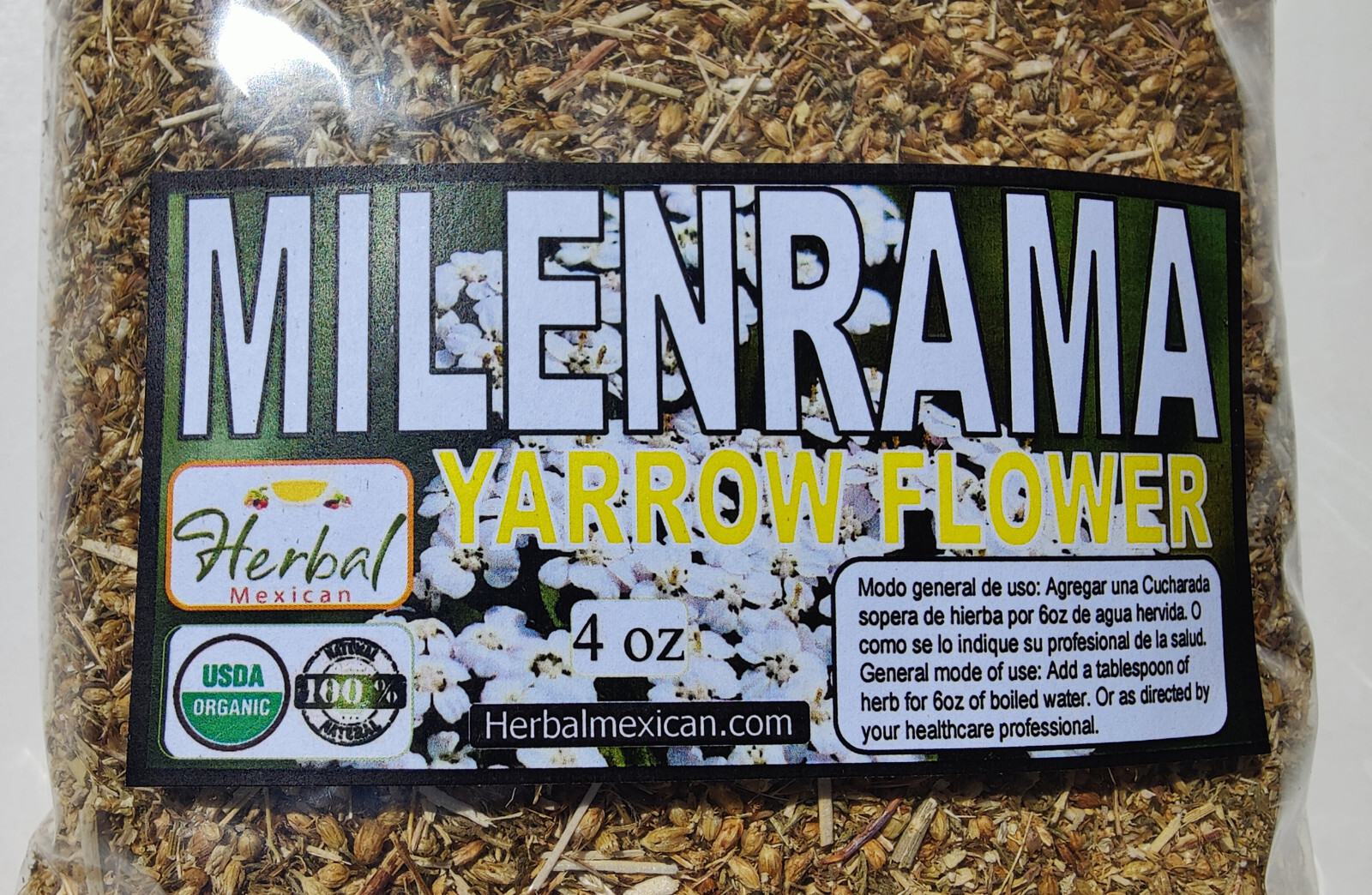 4oz Milenrama hierba te - yarrow herb & flower c/s - organic yarrow herbal tea