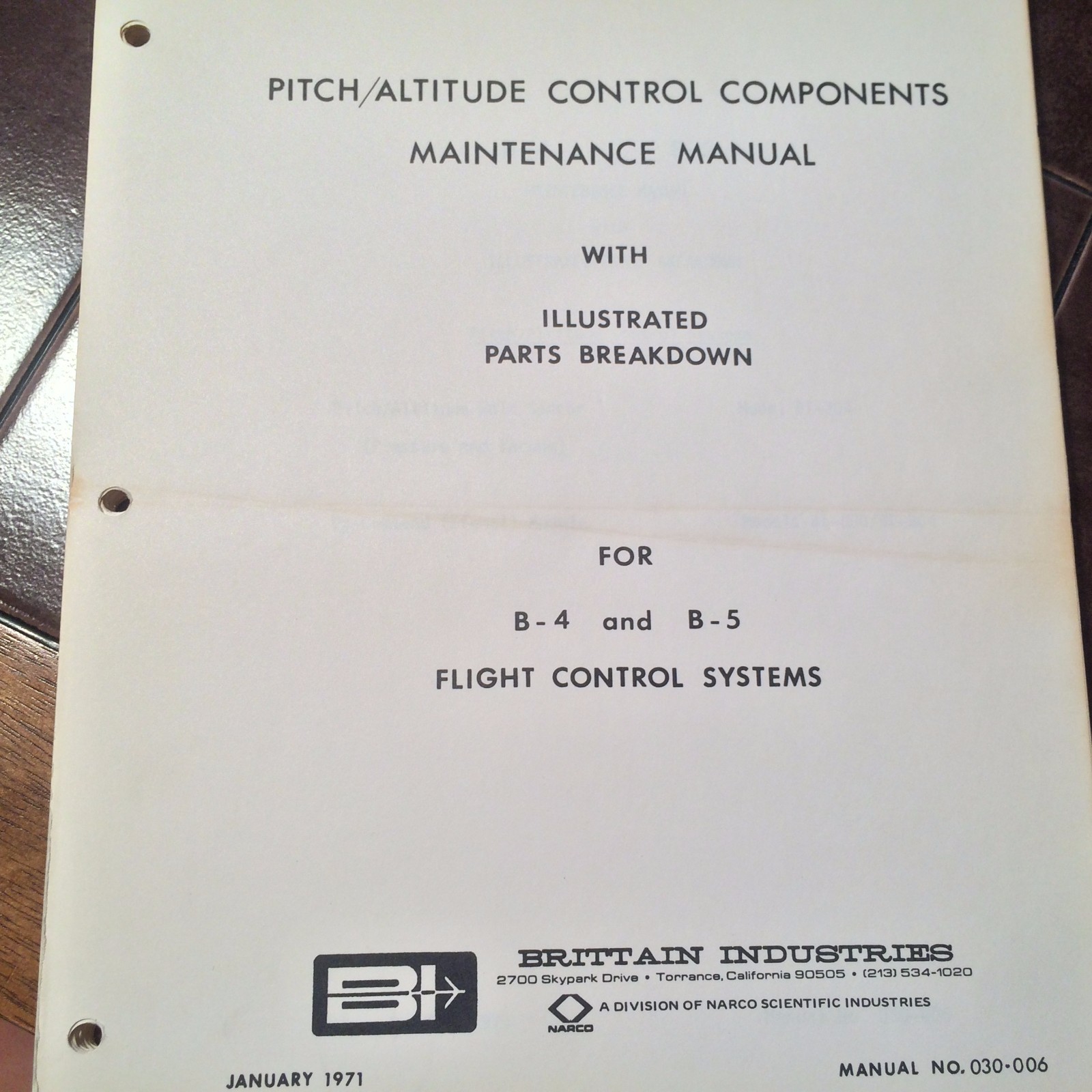 Brittain Autopilot B-4 & B-5 Pitch-Altitude Components Service & Parts Manual