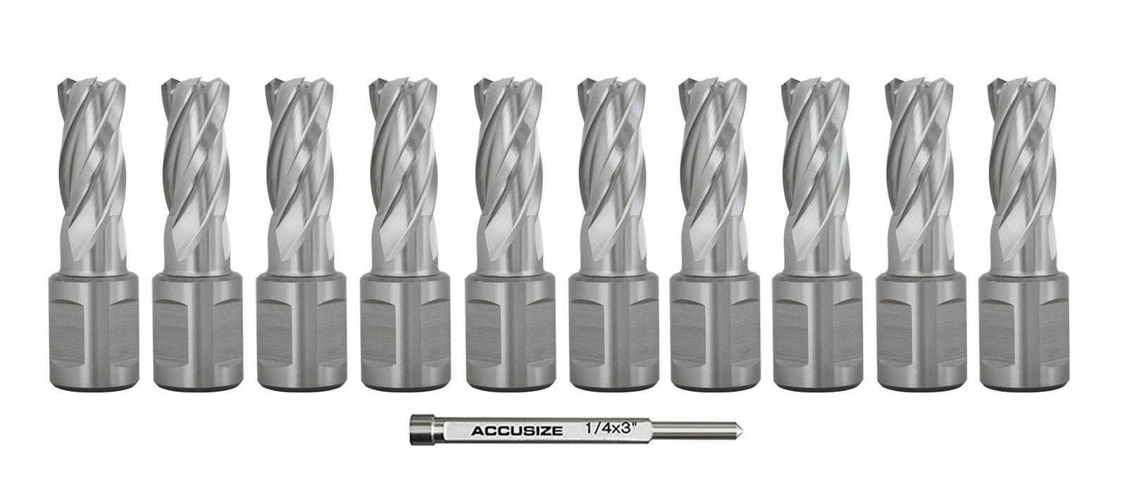 10 Pcs 11/16"x1" Cutting Depth HSS Annular Cutter +1 Pc Pilot Pin, #2080-2016PIN