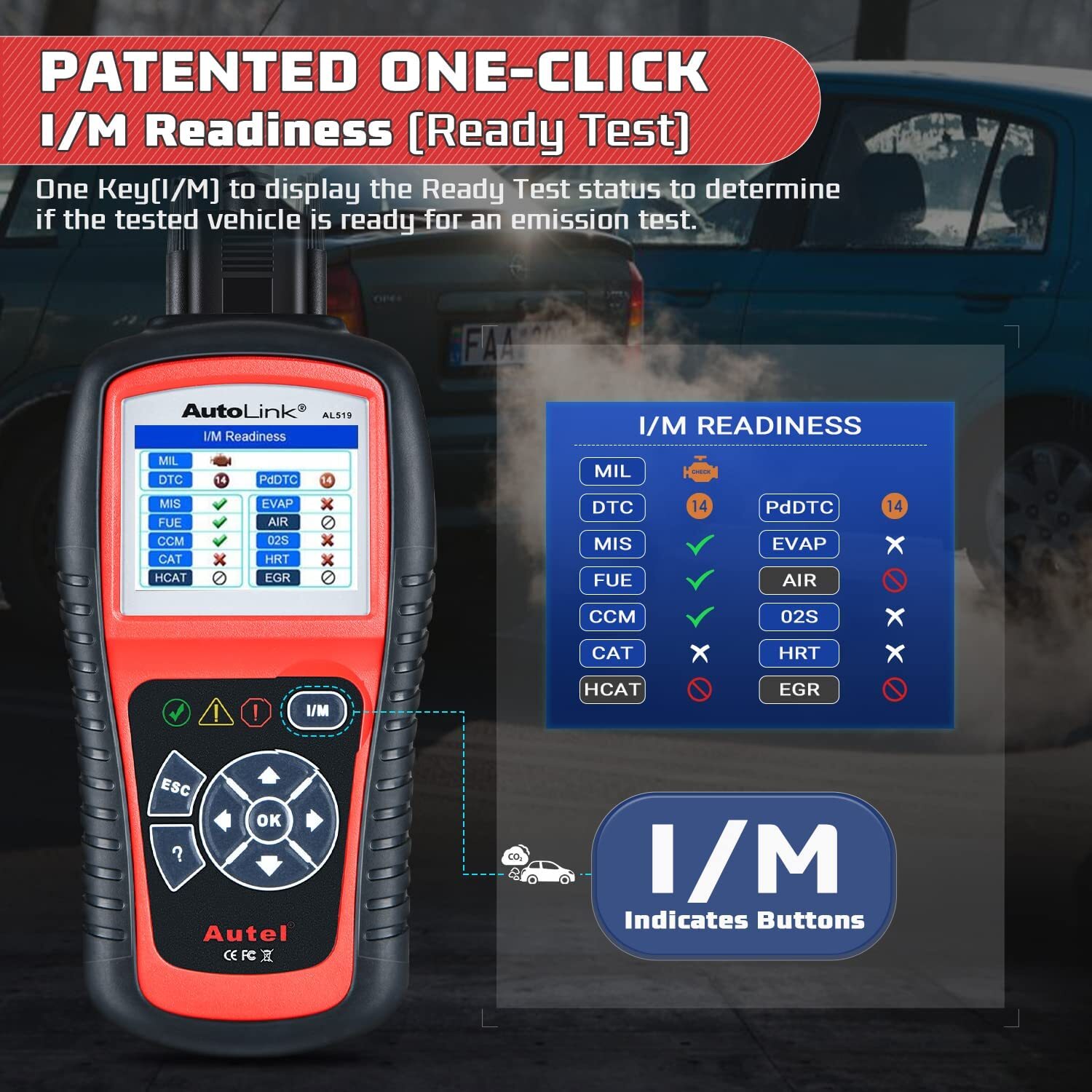 Autel AutoLink AL519 OBD2 Scanner Enhanced Mode 6 Check Engine Code Reader DTC