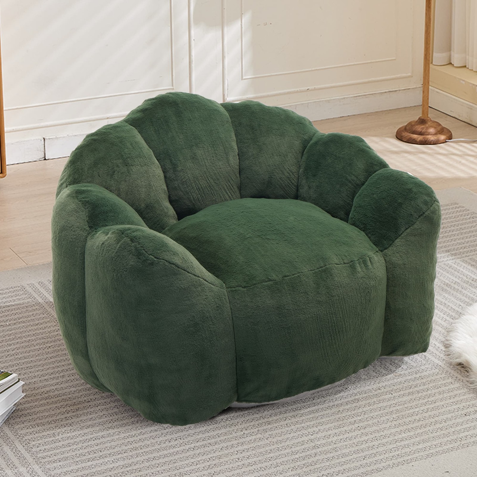 Green Lotus Compression Sofa Bean Bag Pull Ring Portable Living Room Bedroom