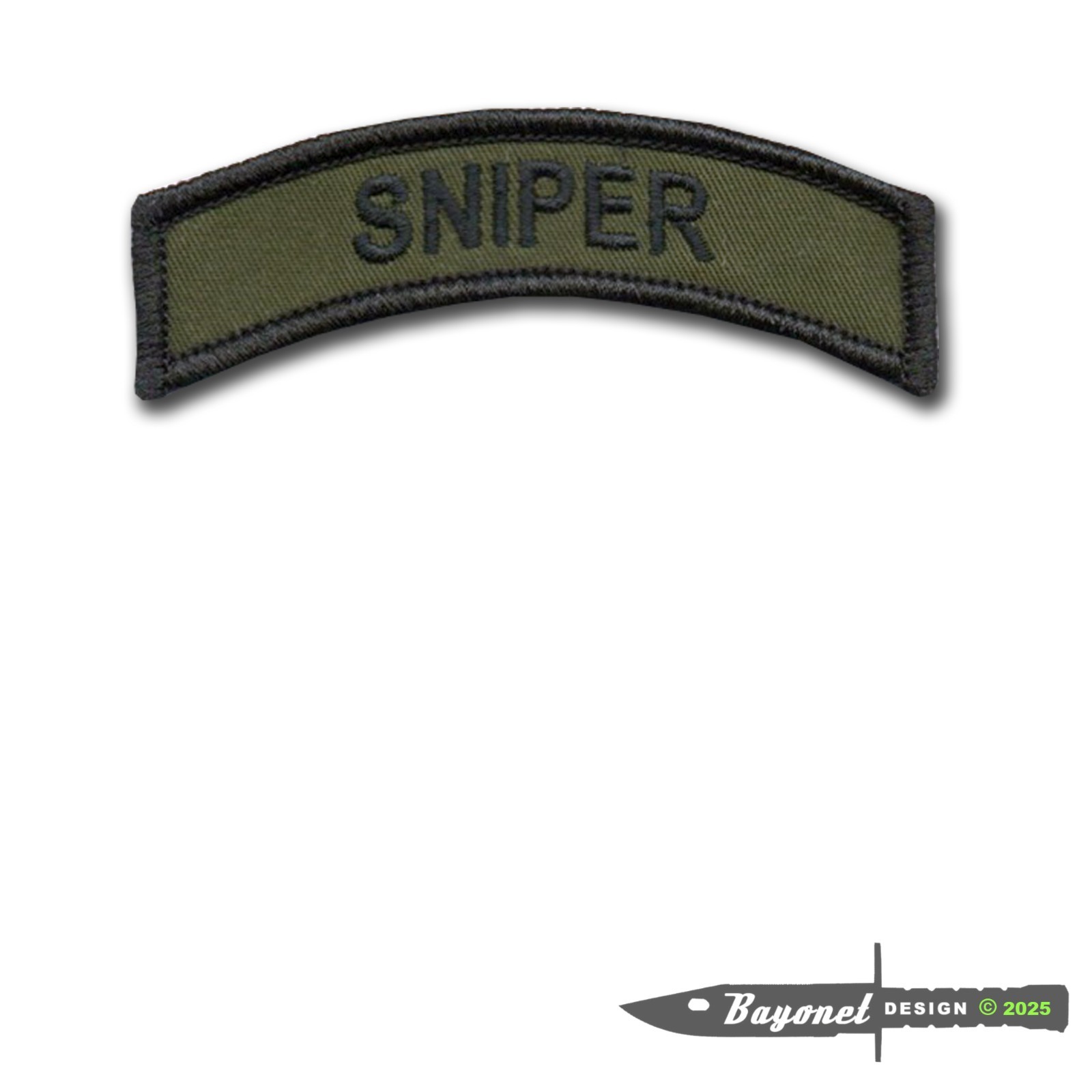 SNIPER OD Tab Embroidered Patch with Hook & Loop Backing - 3 1/2" X 1"