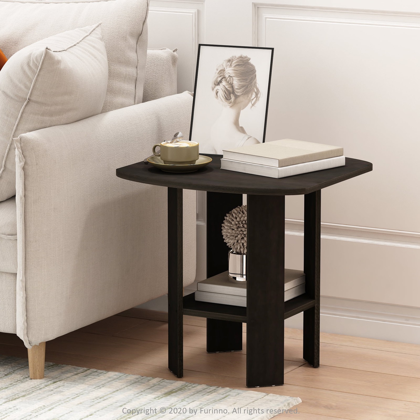 Contemporary Engineered Wood Simple Design End Table in Espresso