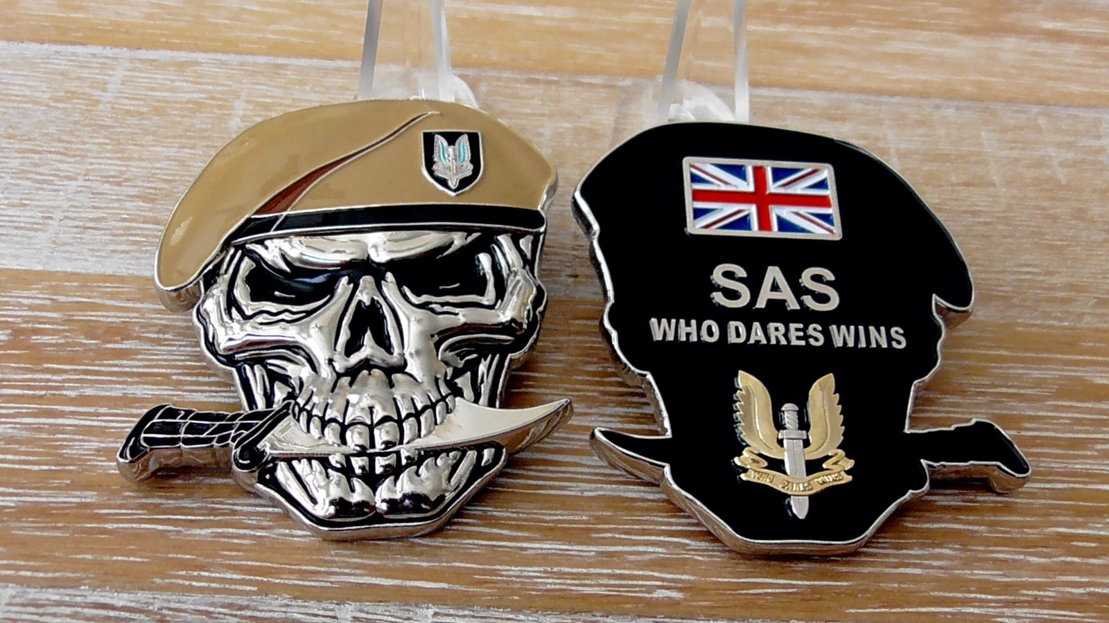 British Army Special Air Service Who Dares Wins Skull SAS Challenge Coin