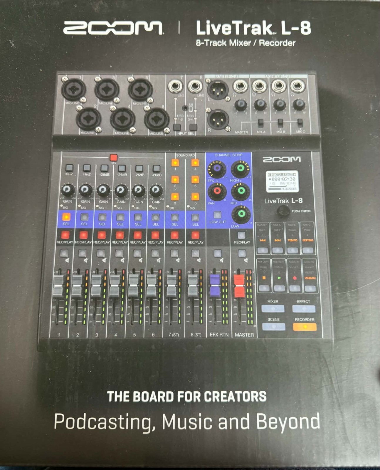 Zoom LiveTrak L-8 Mixer, Sennheiser HD200 Headphones And XLR Cable Bundle