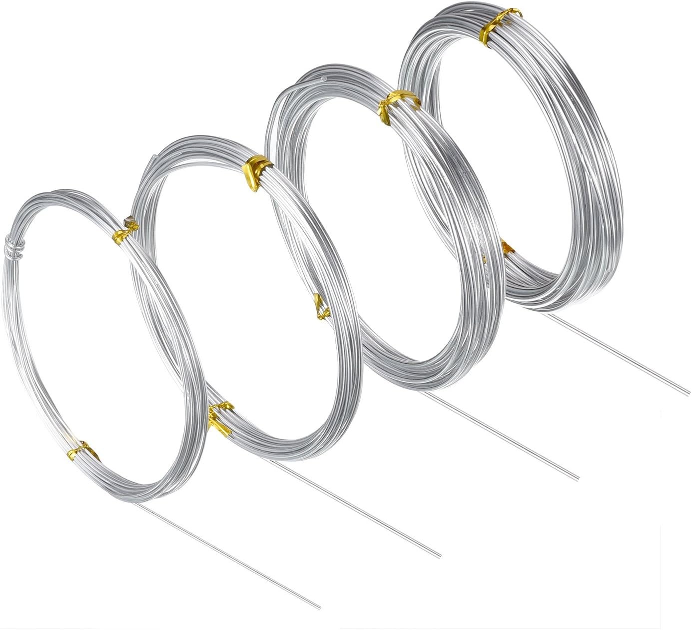 BBTO Aluminum Craft Wire, 4 Sizes (1 mm, 1.5 2 mm and 2.5 in Silver