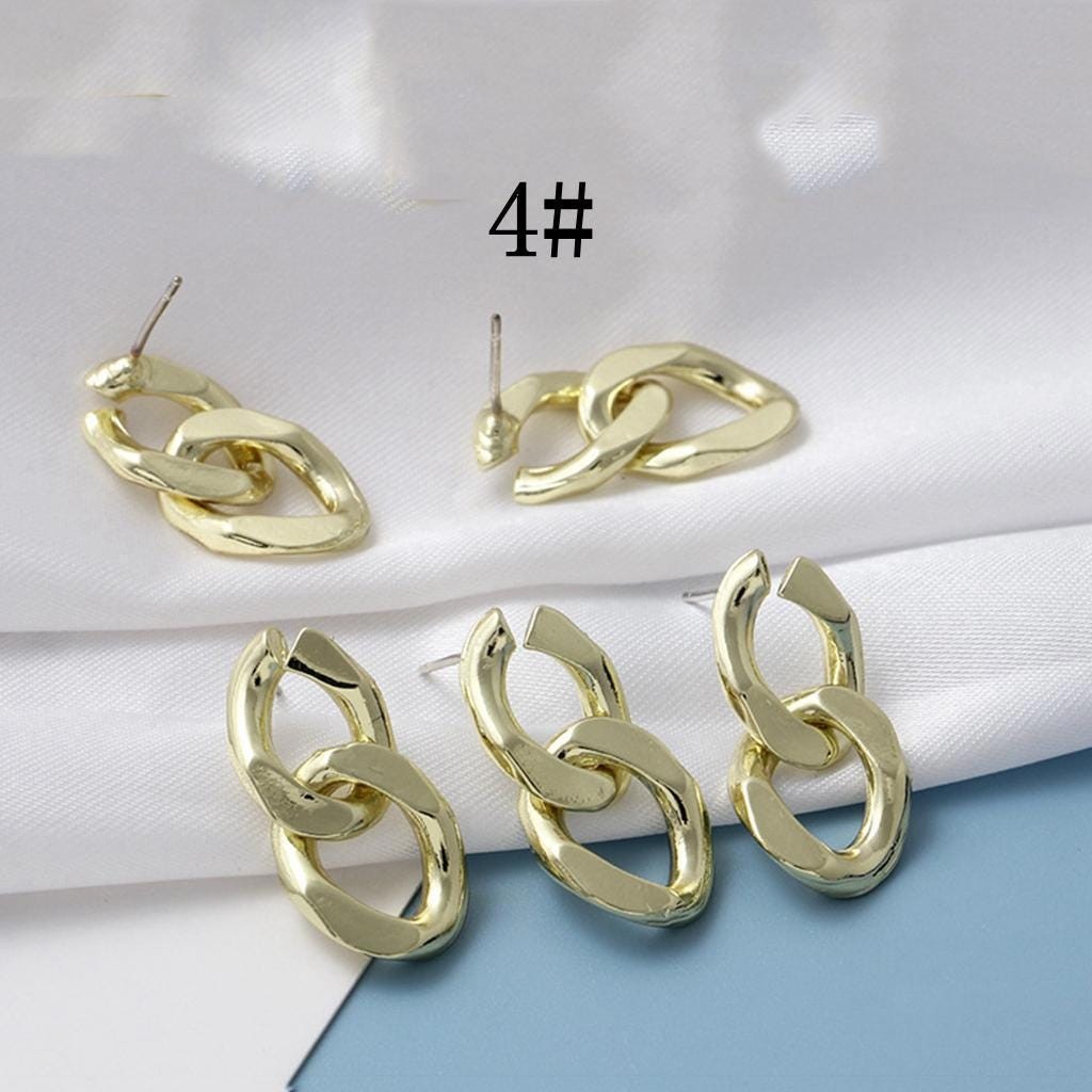 4Pairs Gold Plated Alloy Stud Link Earrings Connector Component GJS641 4