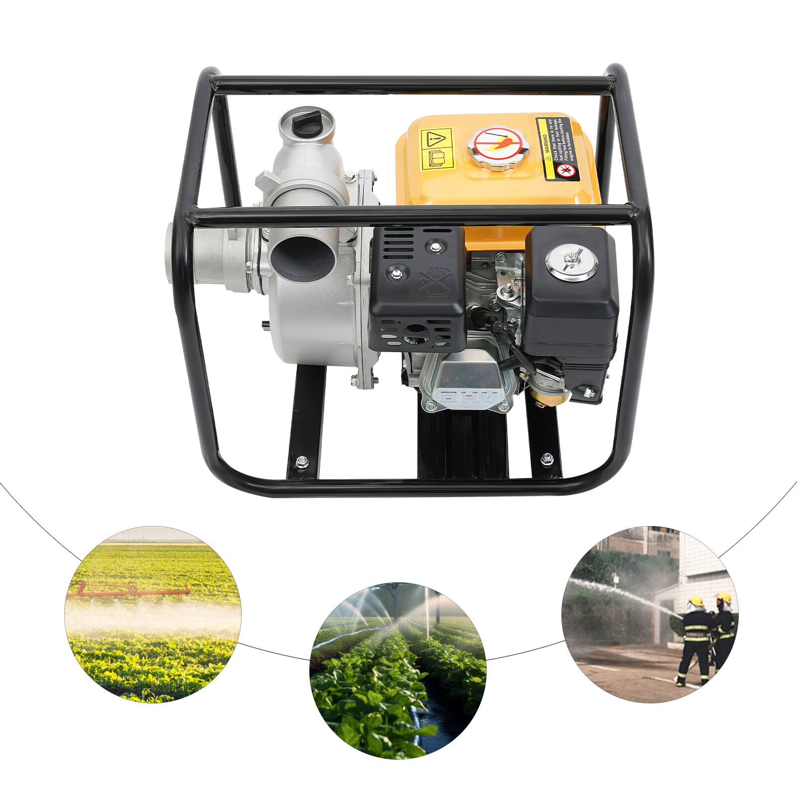 7.5 HP Water Pump High Pressure Garden Irrigation 3 Inch Gas Power Semi-Trash