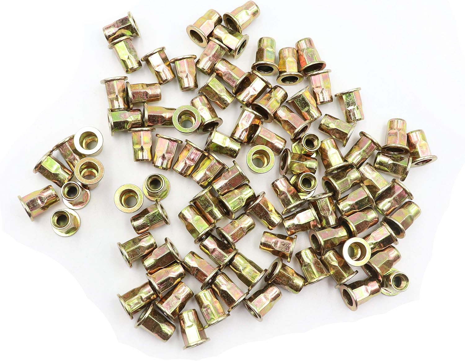 LBY 60Pcs Carbon Steel Rivet Nuts, M6 Thread Insert Nutsert (Half-Hexagonal) Riv
