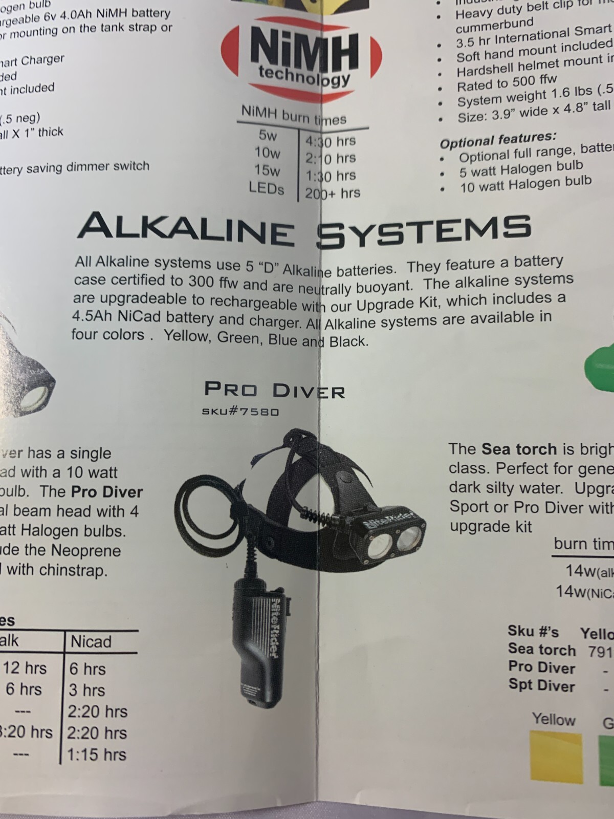 NiteRider scuba dive light system canister Pro Diver