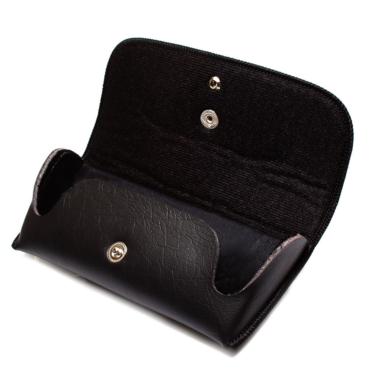 Double Snap Belt Loop Eyeglass Case 2 PACK 1 Black&1 Brown PU Leather&Felt Lined