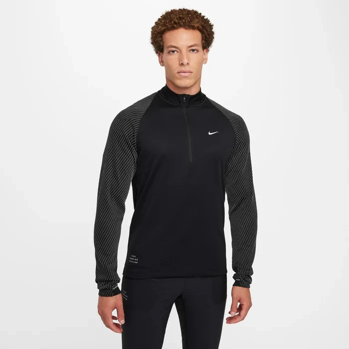NIKE DIVISION MEN RUNNING HALF ZIP DRI-FIT  SHIRT BLACK #FZ1127-NWT