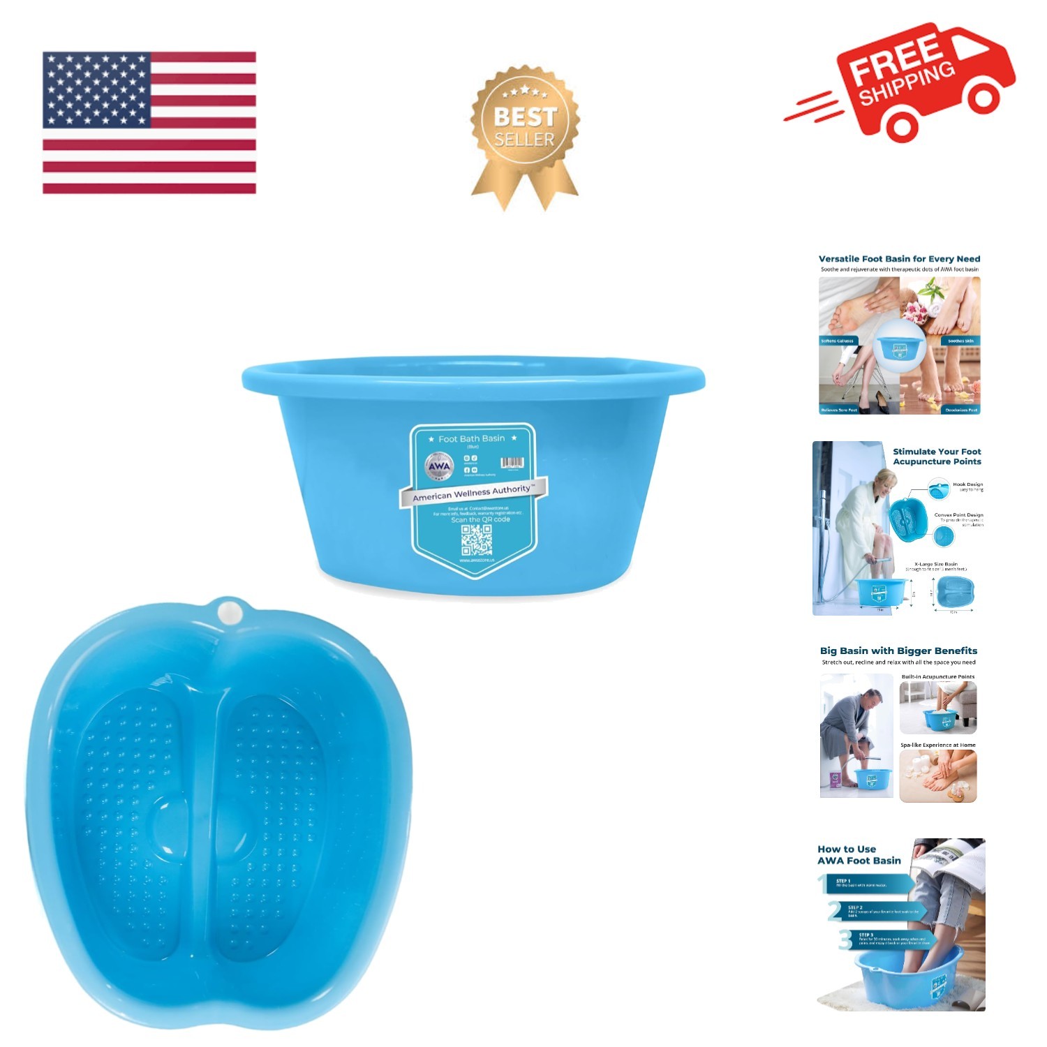 AWA Extra Large Pool Foot Bath, Sturdy Feet Soaking Tub and Pedicure Bowl, Fo...