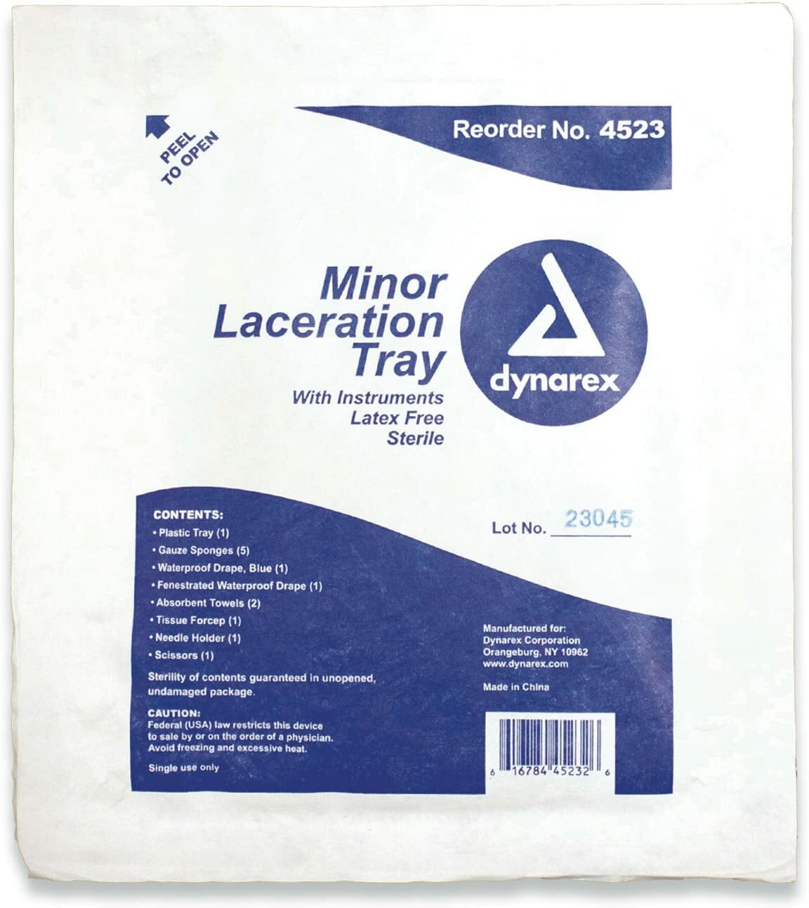 Dynarex - Minor Laceration Tray w/ Instruments, Sterile.NEW. #4523