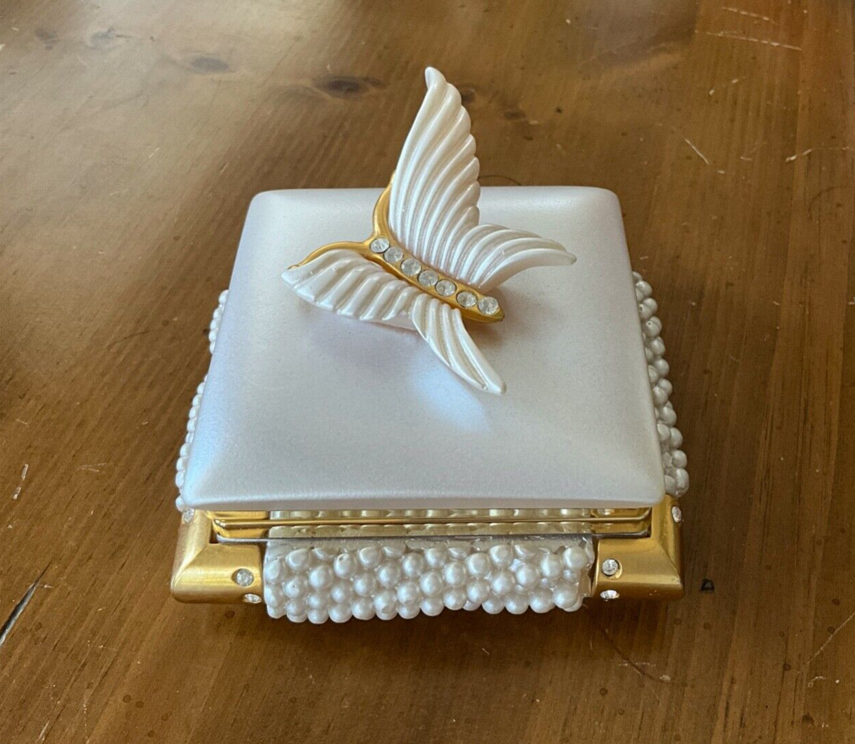 Collectible Trinket Box with Butterfly and Hinged Lid