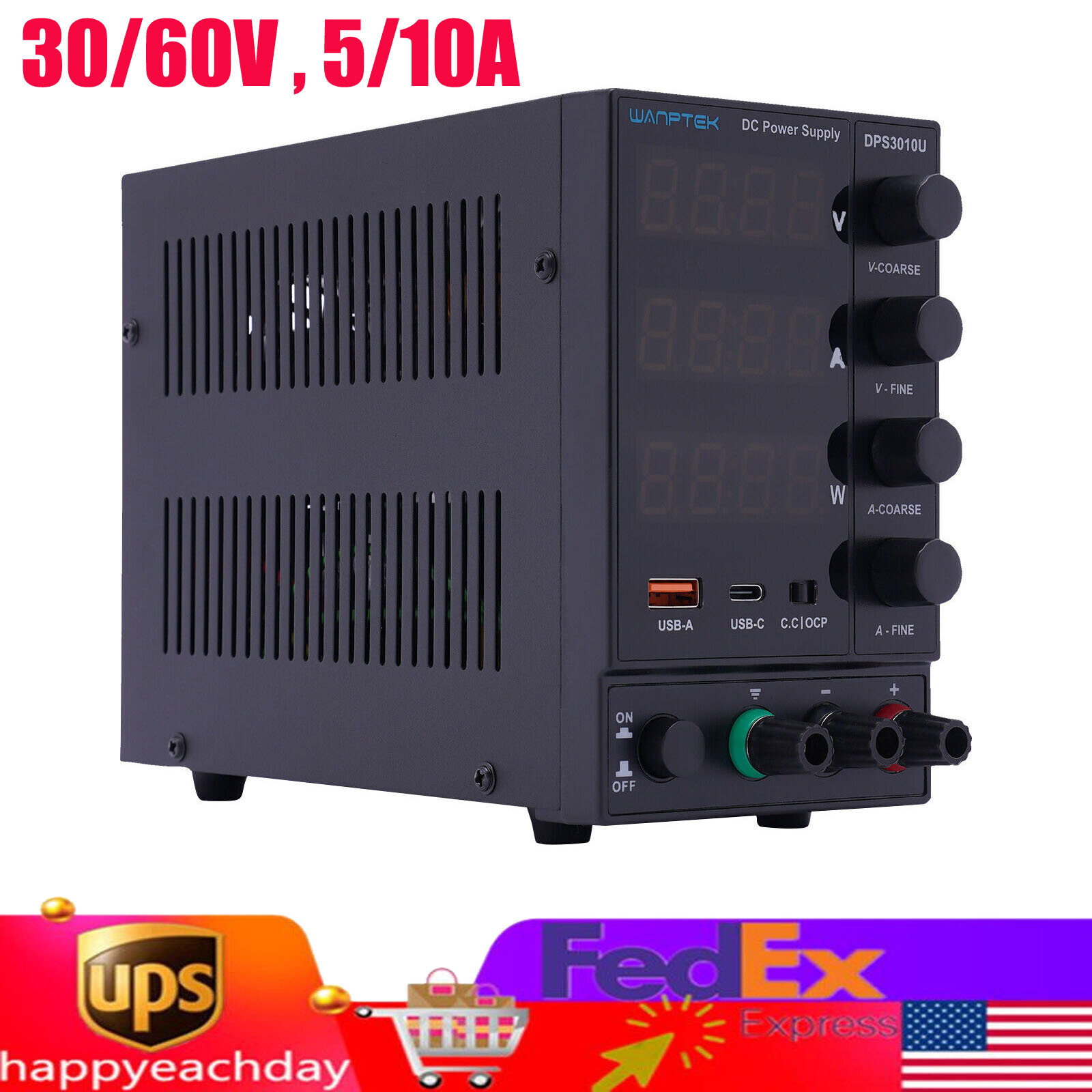 5A/10A Power Supply Variable Adjustable Switching Bench Power Supply 30V/60V US