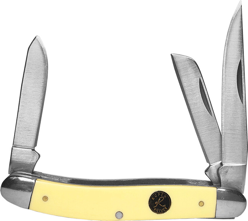 Roper Knives Pecos Medium Stockman Knife Yellow Delrin Folding Carbon 0001CYD