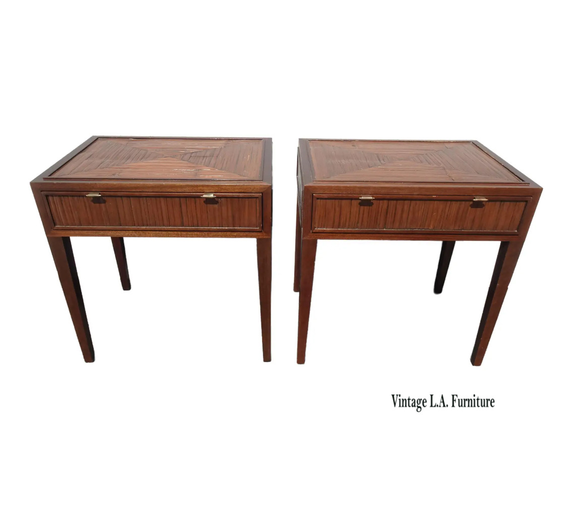 Vintage McGuire Faubourg Collection Brown End Tables ~ Nightstands