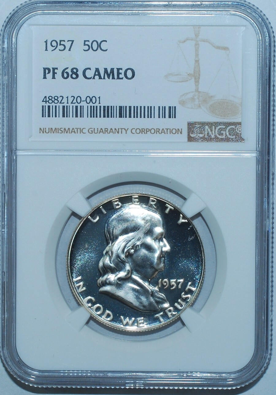 1957 NGC PR68CAM Cameo Franklin Half Dollar