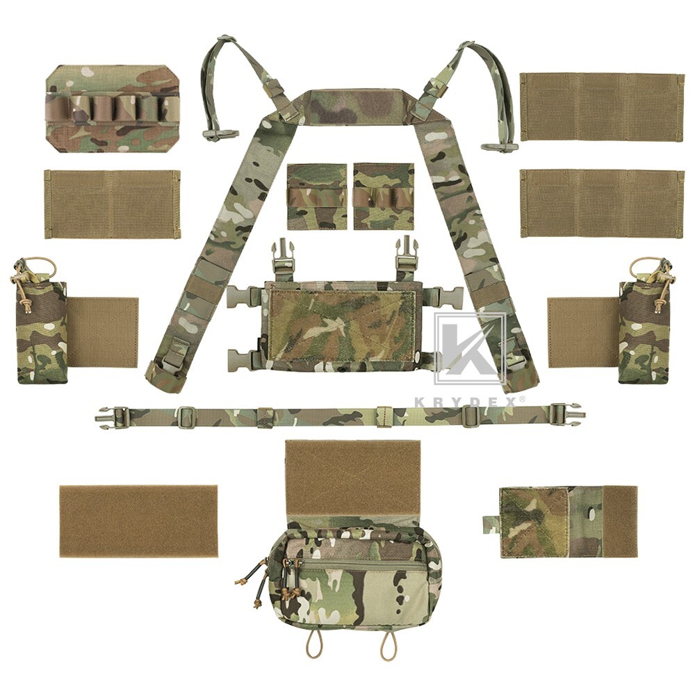 KRYDEX Camo Micro Fight Chassis Chest Rig Modular Accessory Set Pouch Combo lot