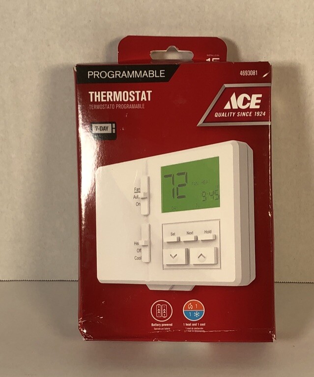 Ace Programmable Thermostat 1 Heat/ 1 Cool Setting 4693081 New