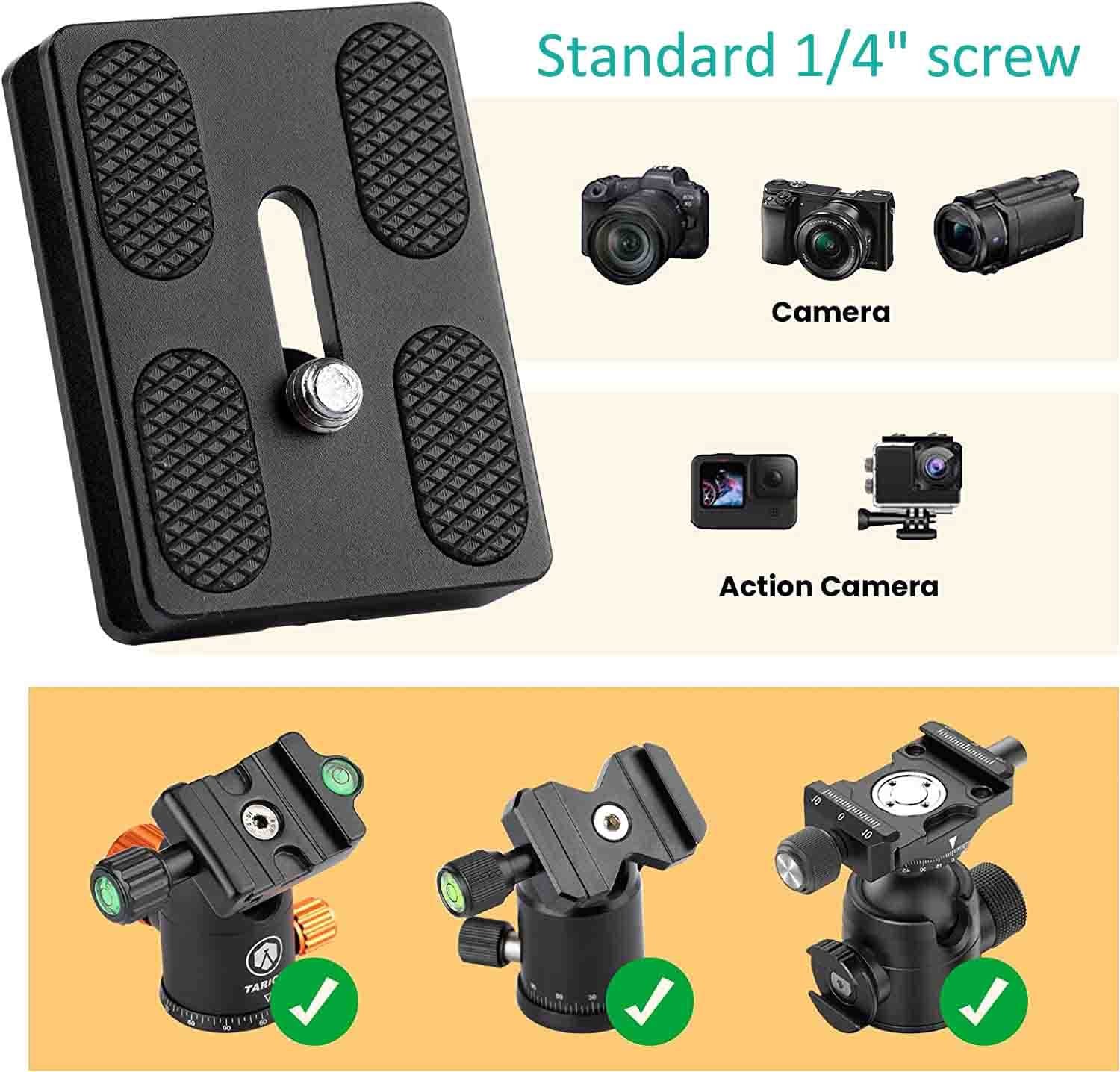Camera Quick Release Plate PU50 2 PCS Tiny Universal for Arca Swiss Clamp