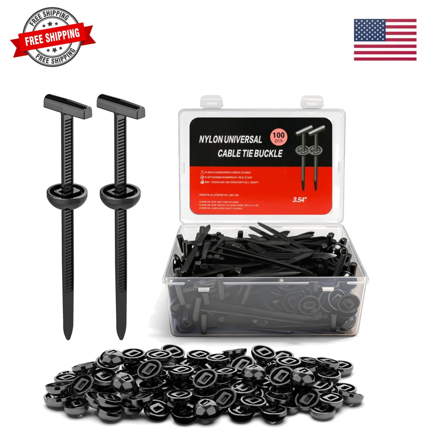 100PC Upgraded Nylon Cable Tie Buckle Universal Heavy Duty Self-Locking Autom...