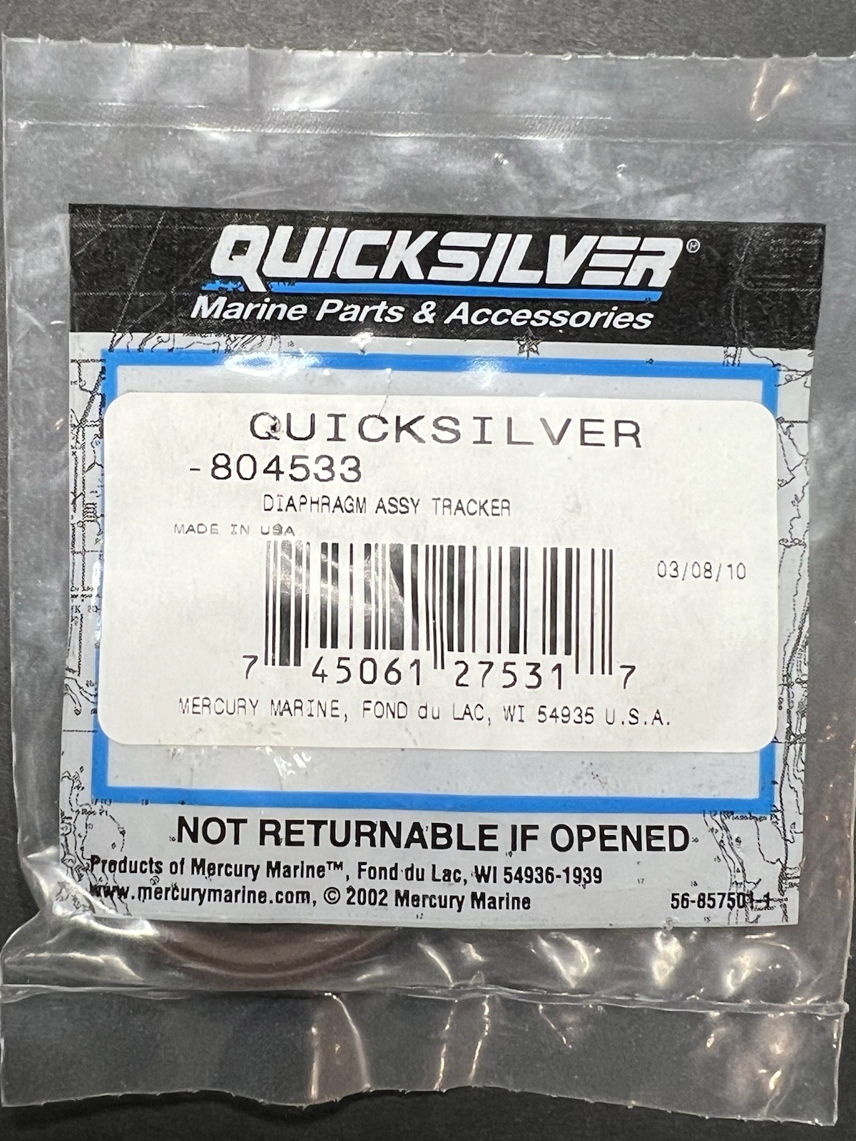 NEW OEM Mercury Marine DIAPHRAGM ASSEMBLY 804533