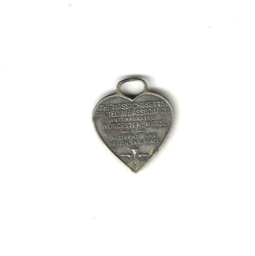 Worcester Massachusetts Accident and Health Insurance Heart Shaped Tag FOB