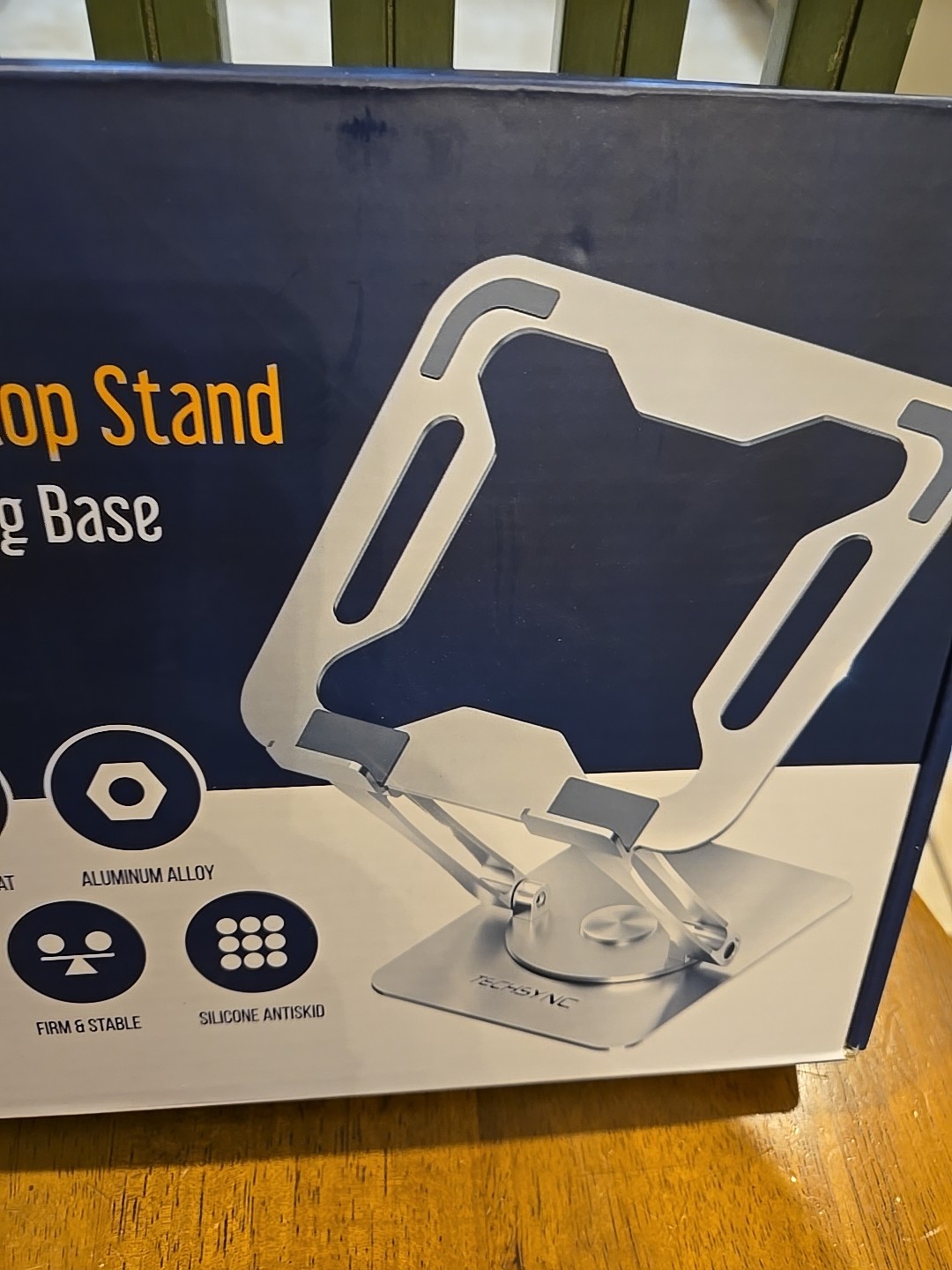 Laptop Stand with 360° Rotating Base, Ergonomic Adjustable Notebook Stand,