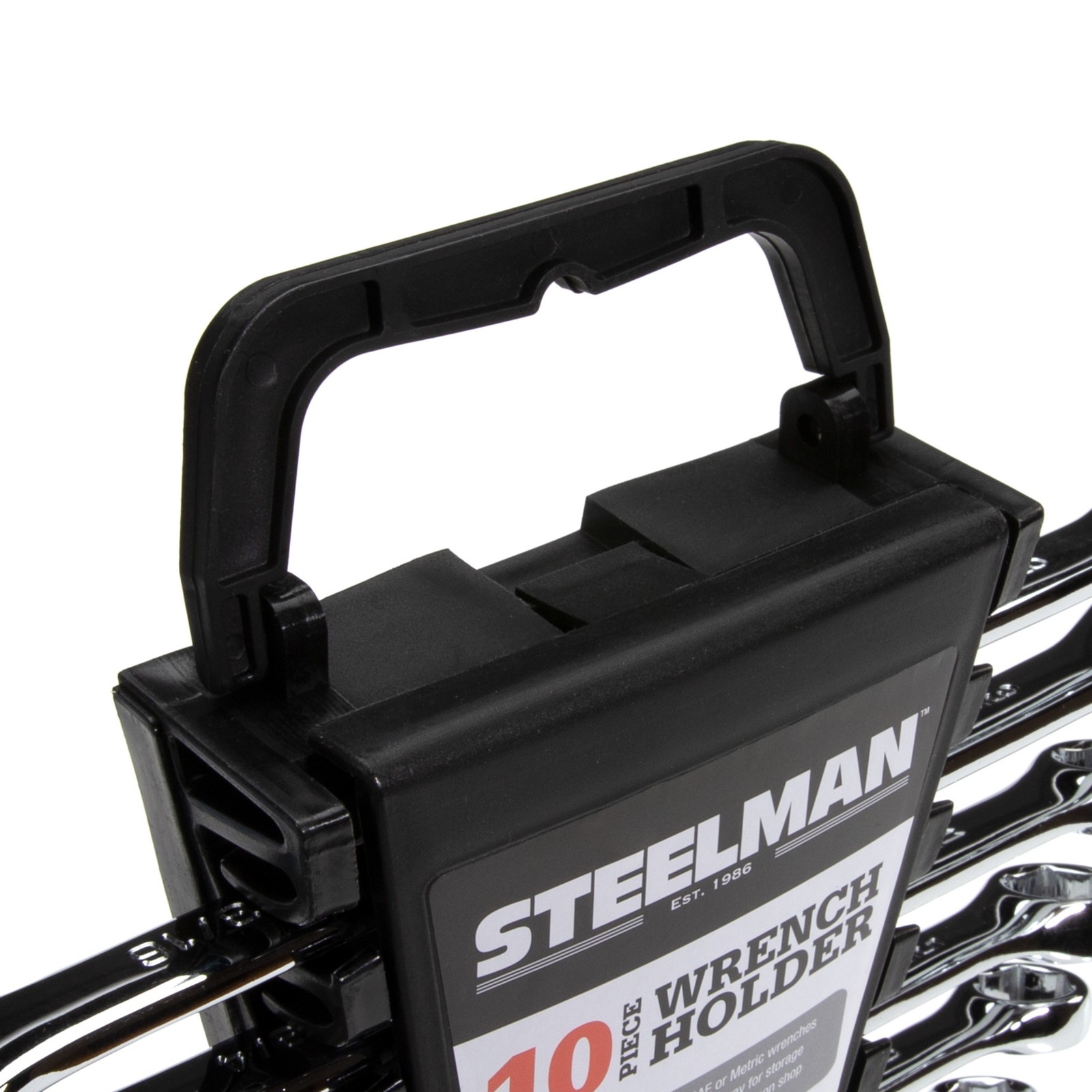 Steelman 10 Tool Wrench Holder, Organizer, Rack, Black 55318
