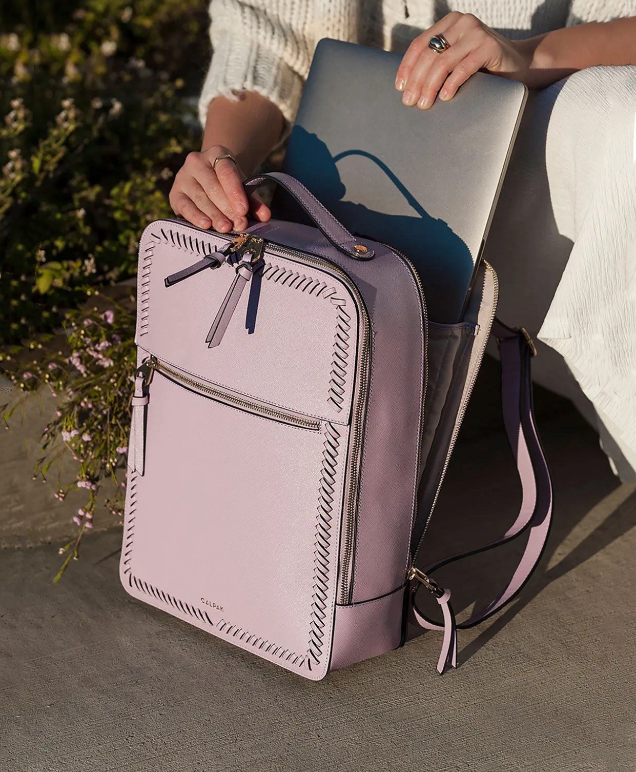 NWT Calpak Kaya 15 inch Laptop Backpack in Lavender 15.5” x 11.5” x 4.25”