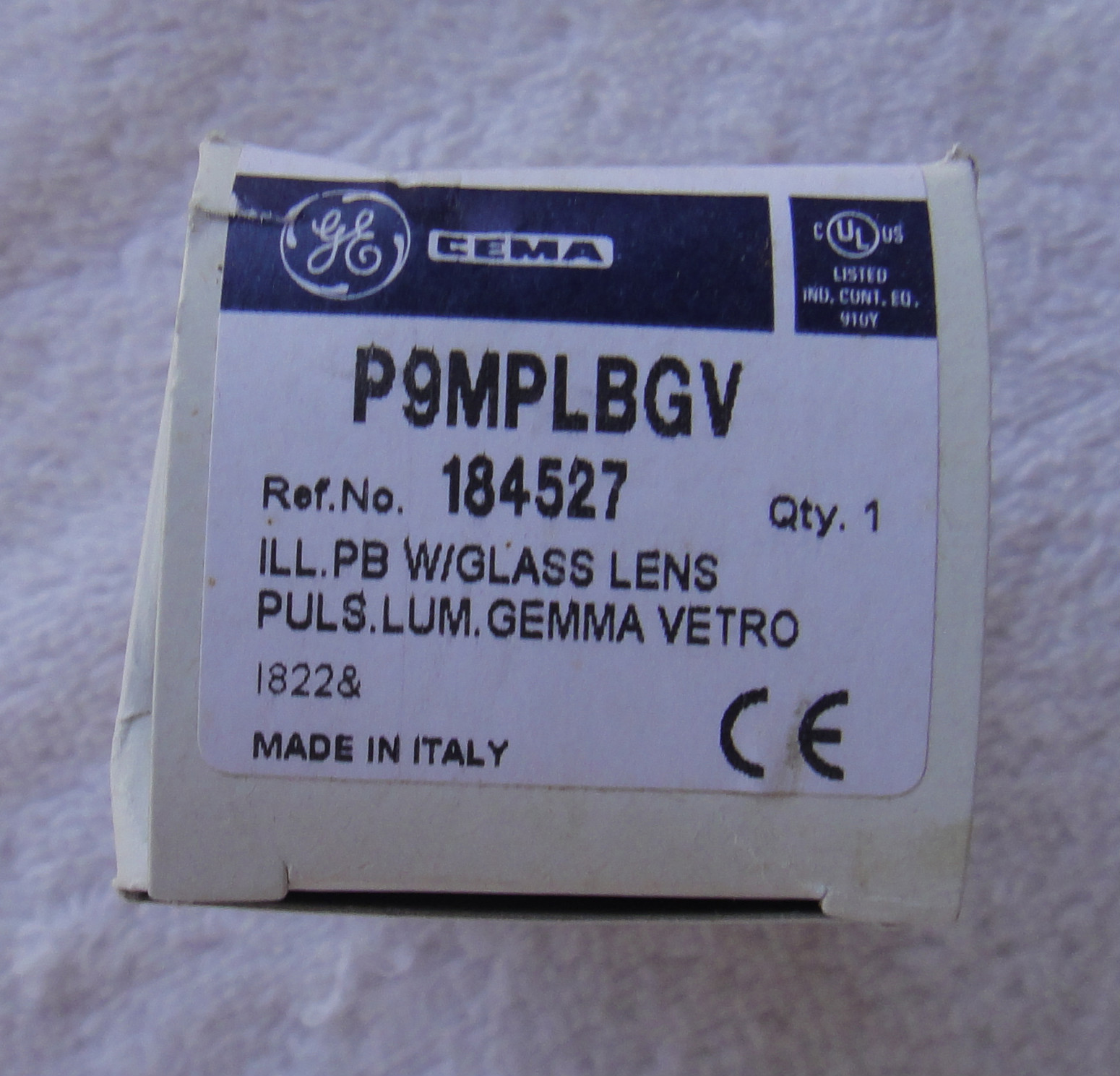 NIB GE Illuminated Push Button w/Glass Lens     P9MPLBGV