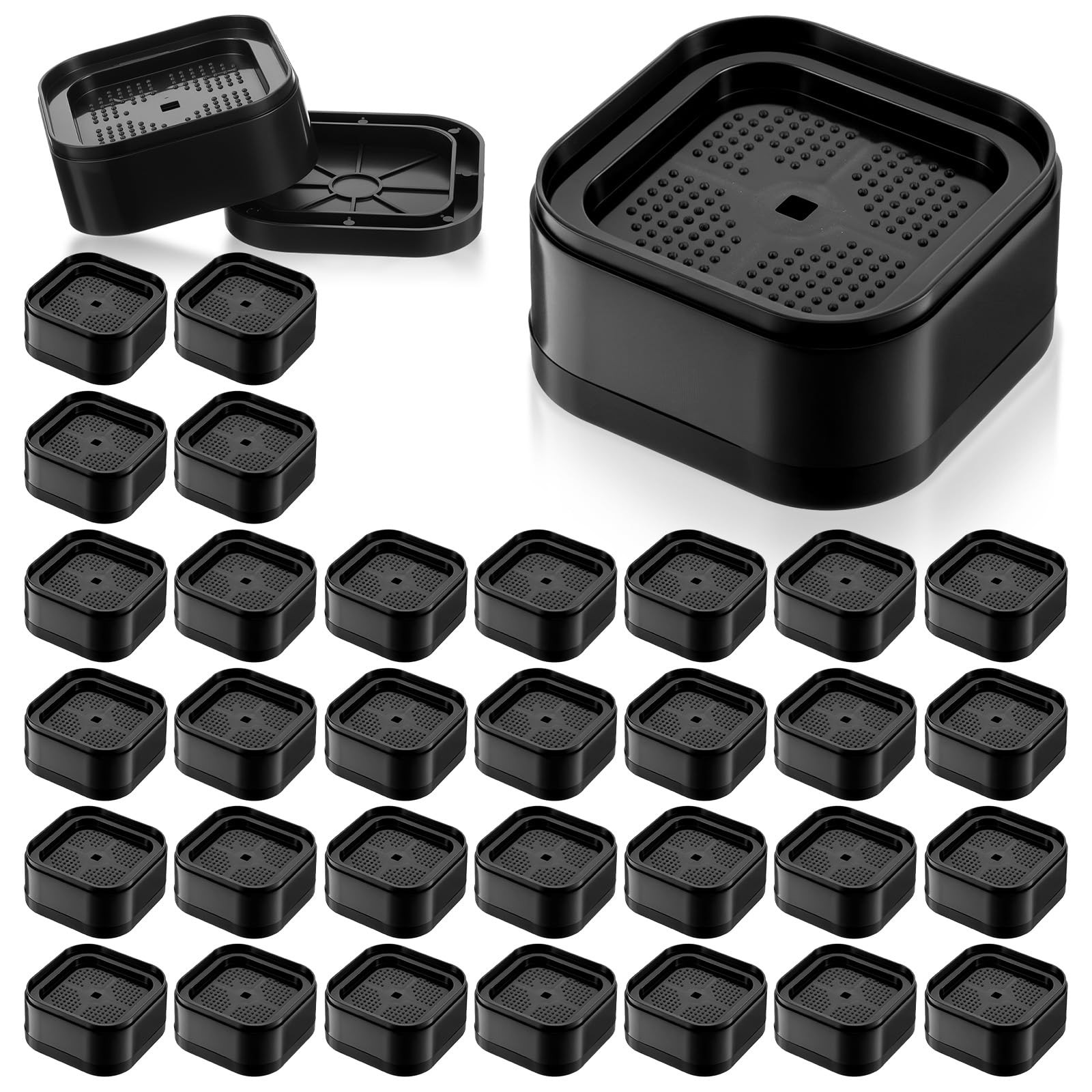 32 Pcs Bed Risers, Adjustable Rectangular Furniture Risers Lift to 1.38 Inch ...