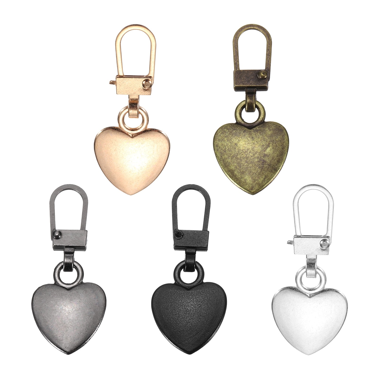 Zipper Pull Charm 5 Pcs Heart Shape Zipper Pull Replacement, Multicolor