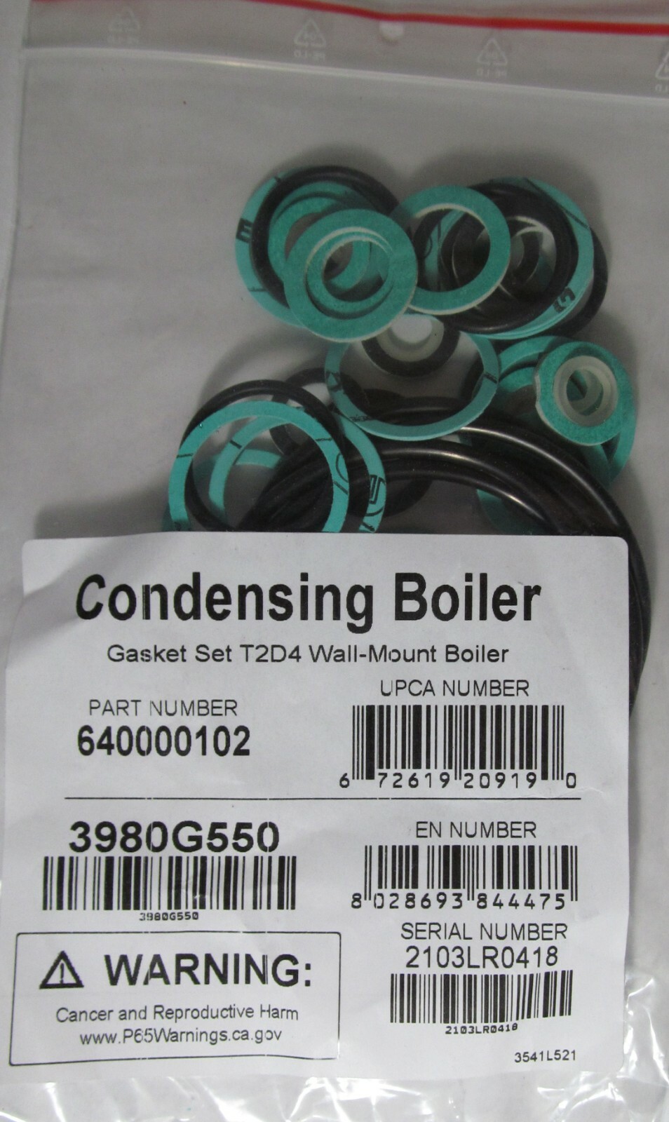 NEW WEIL MCLAIN 640-000-102 GASKET SET FOR AQUABALANCE 155 WATER BOILER