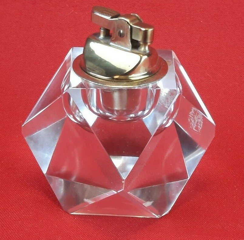 Beautiful Heavy Estate Find Imported Crystal Hand Cut and Polished Lighter