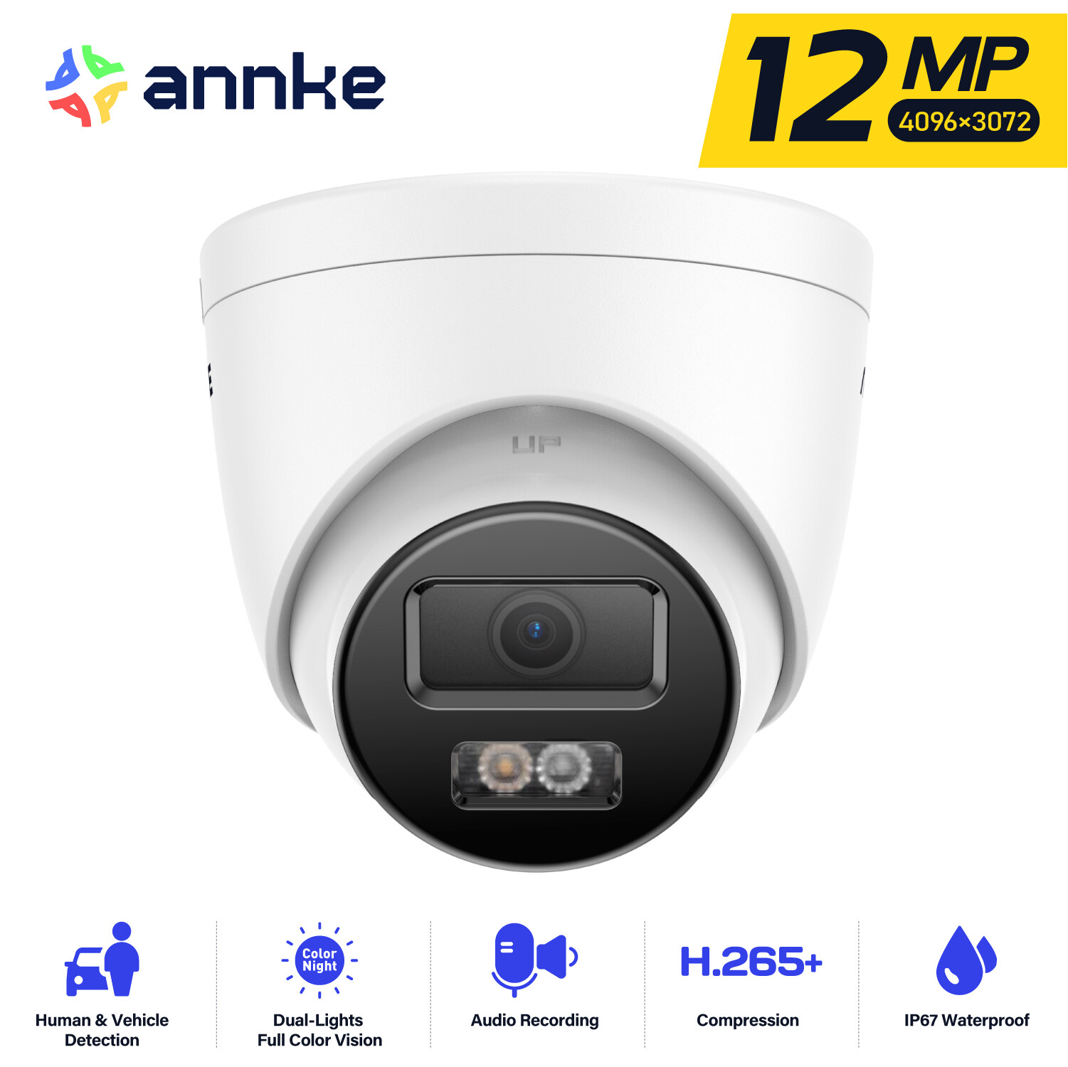 ANNKE 12MP PoE Security IP Camera Audio AI Detection Outdoor Color Night Vision