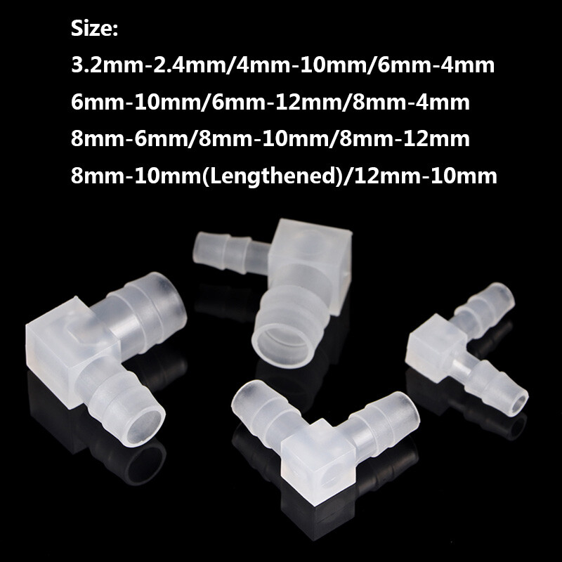 2.4-12mm Plastic Equal Reducer Elbow Pipe Connector Barbed Air Water Hose Joiner