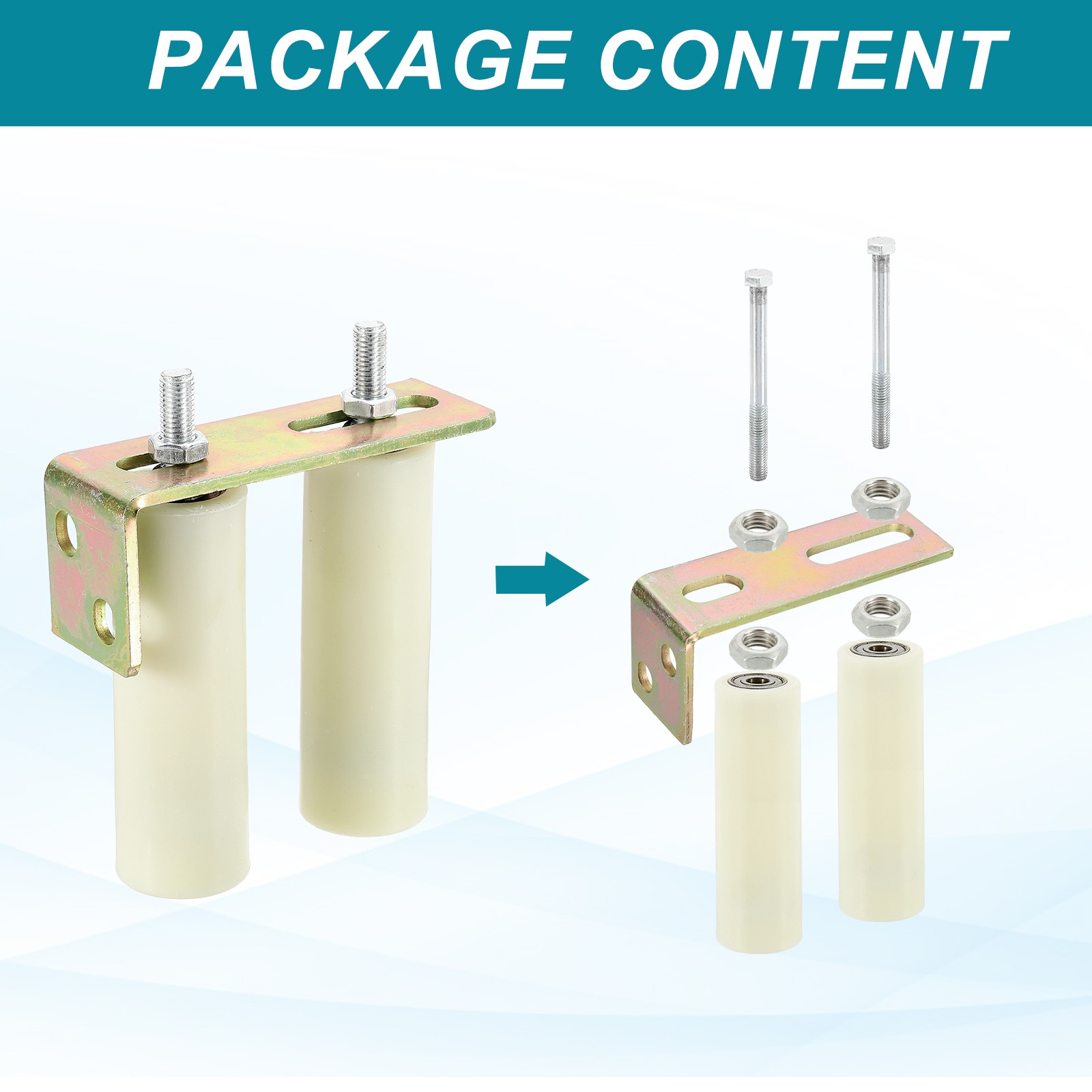 2Set Slide Gate Guide Roller 5.9" Adjustable Nylon Rollers with Bracket, White