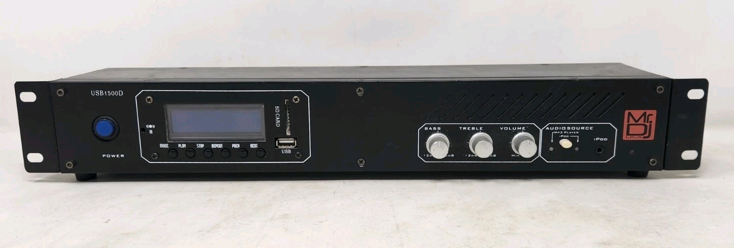 MR DJ USB1500D PRO PA DJ Club Stereo  Ipod / MP3 / SD - POWERS UP NICELY Vintage