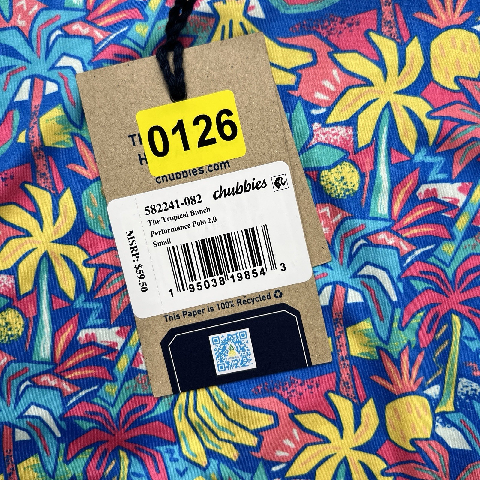 Chubbies Polo Shirt Size Small Mens Multicolor Performance 2.0 Tropical Bunch
