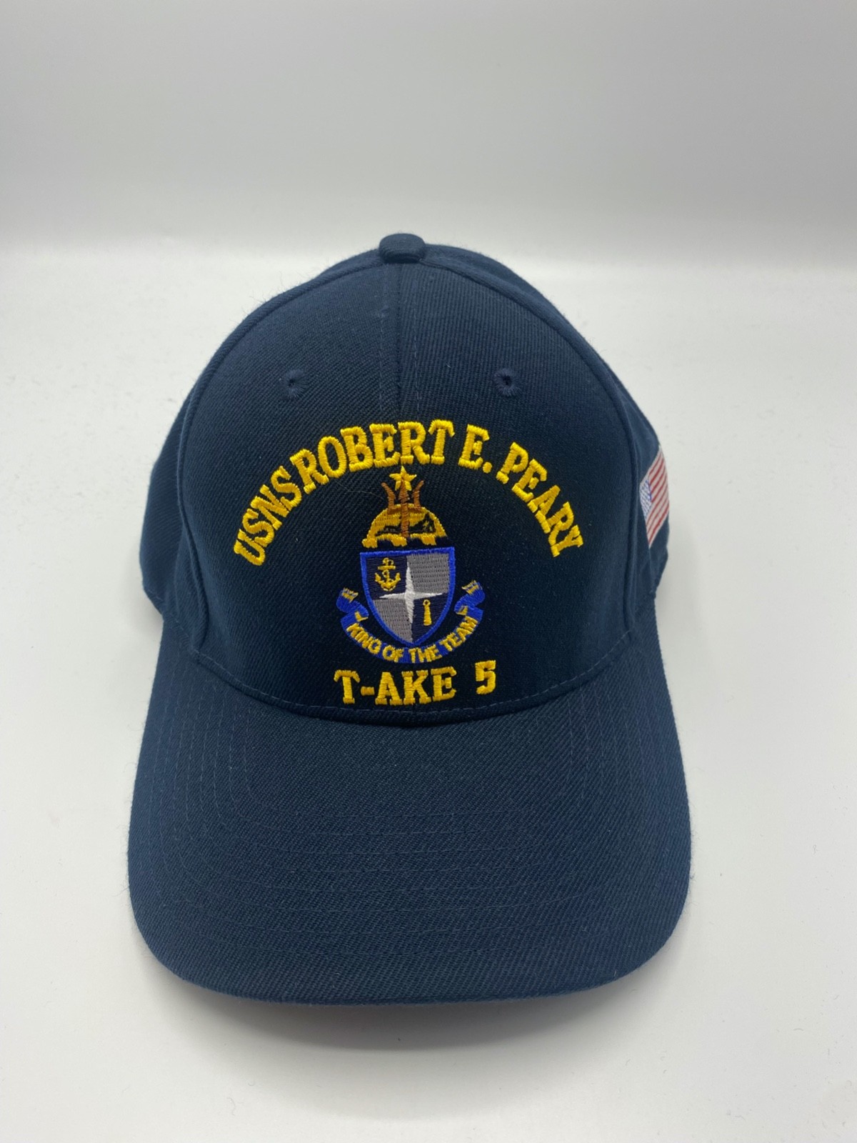 The Corps USNS Robert E. Peary T-AKE 5 Logo Blue Baseball Cap Hat One Size