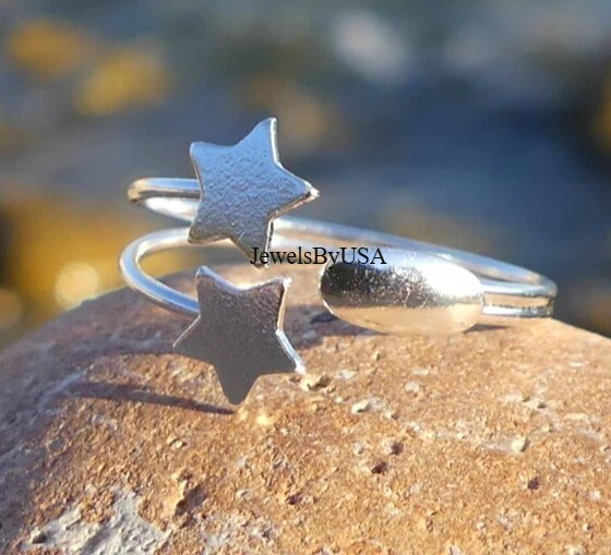 Double Star Solid 925 SS Fashionable Adjustable Valentine's Toe Ring For Womens