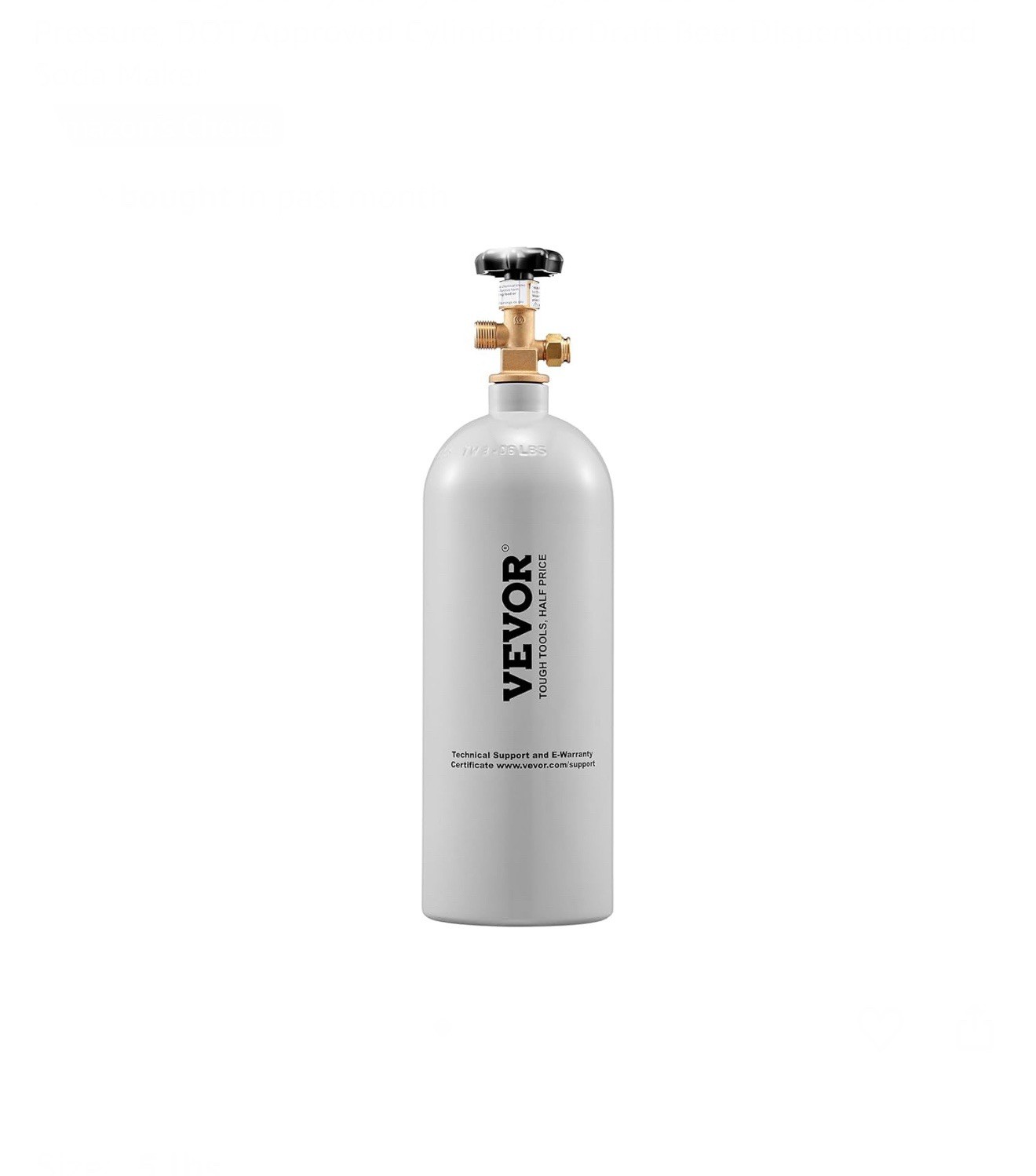 VEVOR 5 Lbs CO2 Tank Aluminum Gas Cylinder with CGA320 Valve For Draft Soda Beer