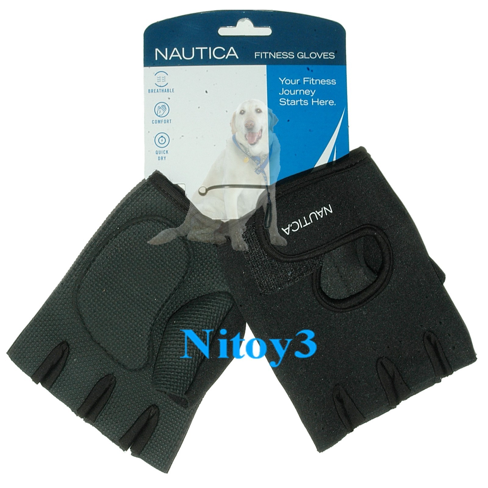 Nautica Gym Fitness Training Fingerless Neoprene Gloves-Multisports Men XL: 8-9”