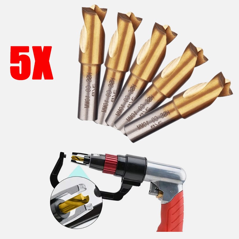 5PCS Spot Weld Drill Bits, High Speed Cobalt Steel with Titanium Coating | 10Mm