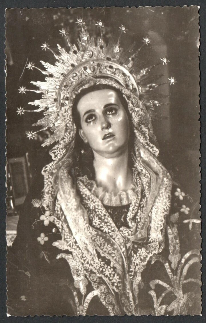 Holy card antique postale of Virgin Dolorosa santino estampa image pieuse
