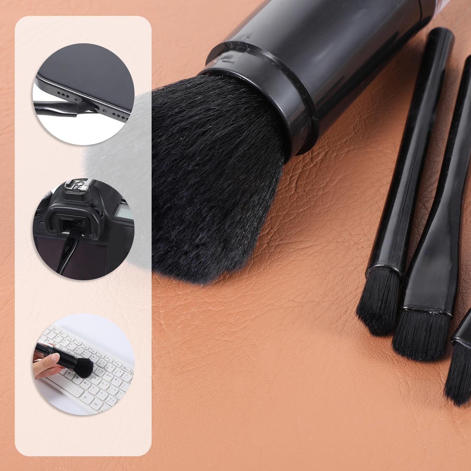 4 Pack Exquisite Duster Brush Kit, Mini Keyboard Cleaning Brushes Kit Black