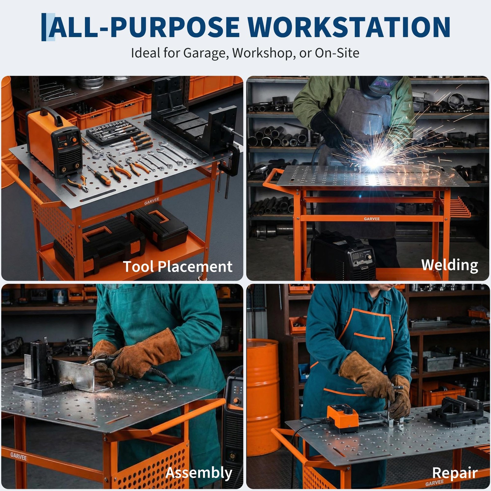 36'' x 24'' Welding Table 800lbs Steel Portable Rolling Welding Workbench Table